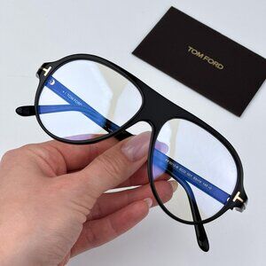 Tom Ford FT5012-B/V 001 Men BRAND NEW Eyeglasses Shiny Black Blue Block Pilot